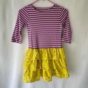 Mini Boden Girls Dress Size 6 7 Purple Yellow Stripe Ruffle Play Star Preppy